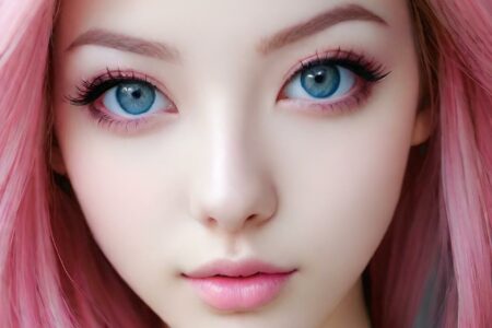 AI girl with pink hair wallpaper