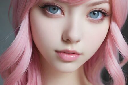 AI girl with pink hair wallpaper