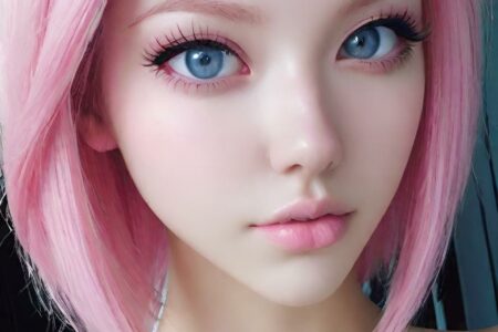 AI girl with pink hair wallpaper