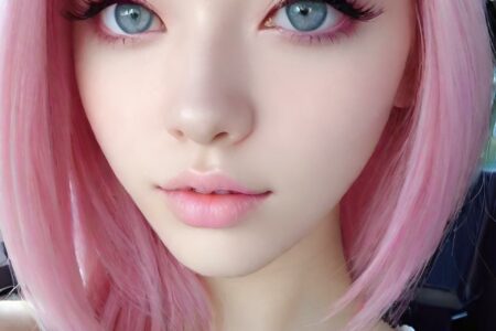 AI girl with pink hair wallpaper