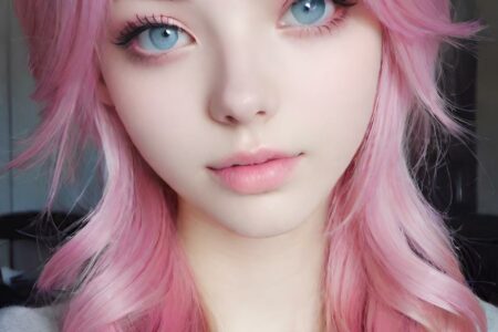 AI girl with pink hair wallpaper