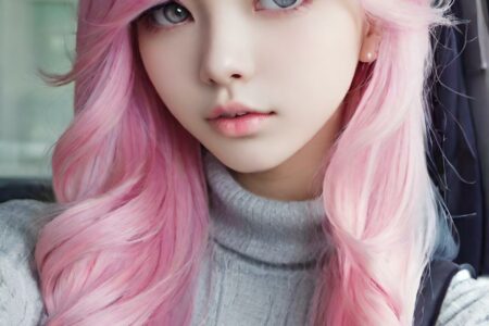 AI girl with pink hair wallpaper