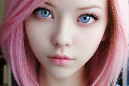 AI girl with pink hair wallpaper