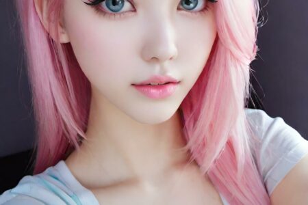 AI girl with pink hair wallpaper