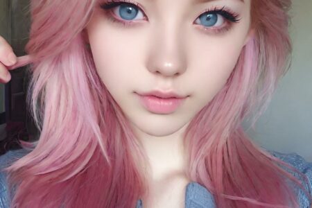 AI girl with pink hair wallpaper