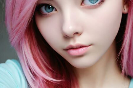 AI girl with pink hair wallpaper