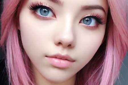 AI girl with pink hair wallpaper
