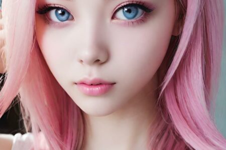 AI girl with pink hair wallpaper