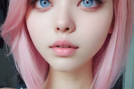 AI girl with pink hair wallpaper