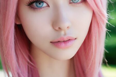AI girl with pink hair wallpaper