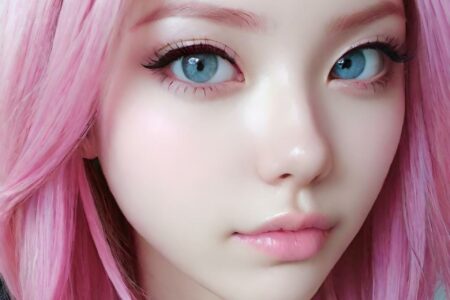 AI girl with pink hair wallpaper