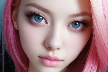 AI girl with pink hair wallpaper