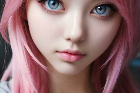 AI girl with pink hair wallpaper
