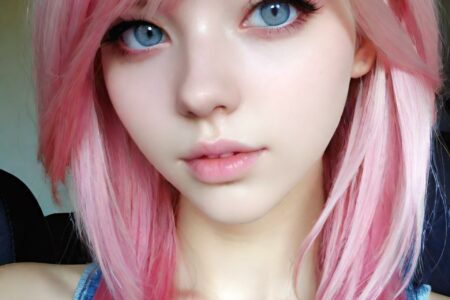 AI girl with pink hair wallpaper