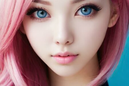 AI girl with pink hair wallpaper