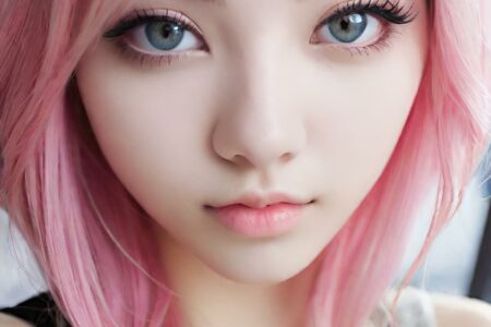 AI girl with pink hair wallpaper