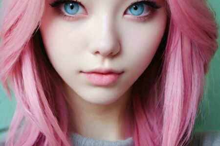 AI girl with pink hair wallpaper