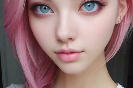 AI girl with pink hair wallpaper