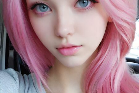 AI girl with pink hair wallpaper