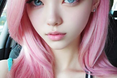 AI girl with pink hair wallpaper