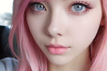 AI girl with pink hair wallpaper