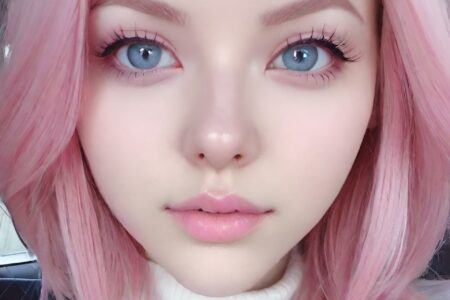 AI girl with pink hair wallpaper