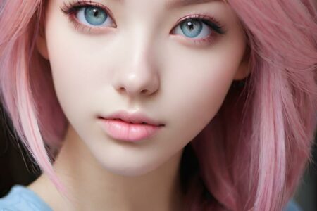 AI girl with pink hair wallpaper