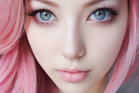 AI girl with pink hair wallpaper