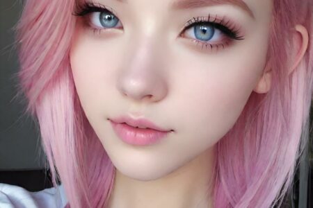 AI girl with pink hair wallpaper
