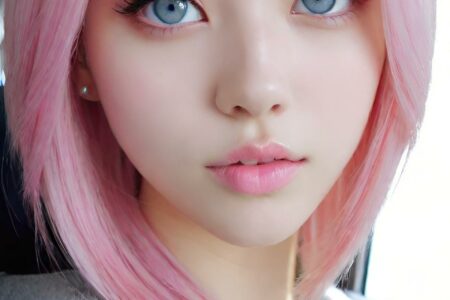 AI girl with pink hair wallpaper