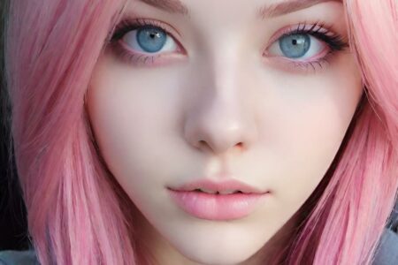 AI girl with pink hair wallpaper