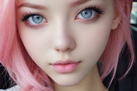 AI girl with pink hair wallpaper