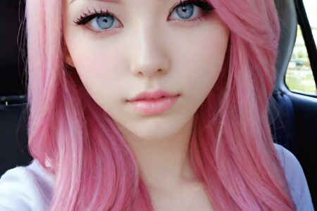 AI girl with pink hair wallpaper