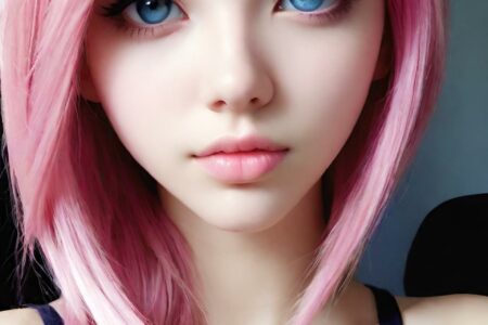 AI girl with pink hair wallpaper