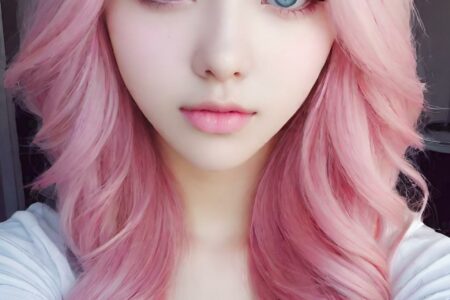 AI girl with pink hair wallpaper