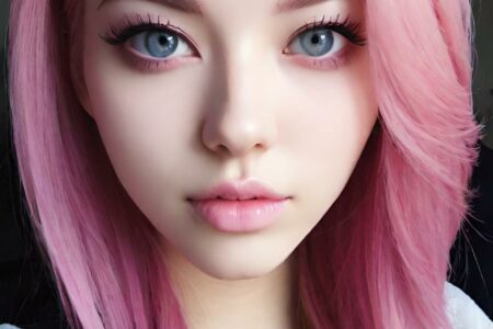AI girl with pink hair wallpaper