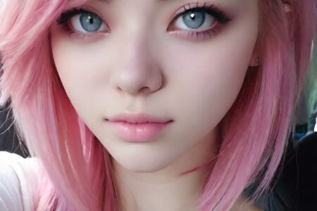 AI girl with pink hair wallpaper