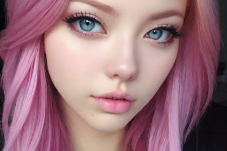 AI girl with pink hair wallpaper
