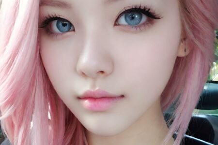 AI girl with pink hair wallpaper