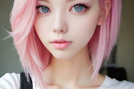 AI girl with pink hair wallpaper