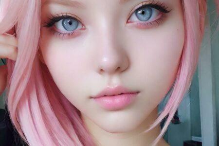 AI girl with pink hair wallpaper