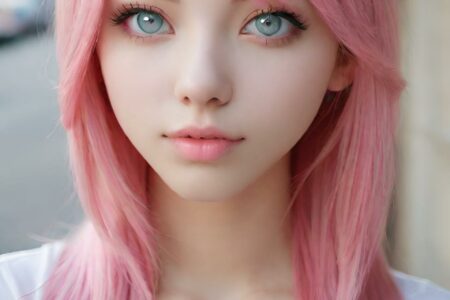 AI girl with pink hair wallpaper