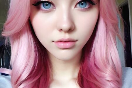 AI girl with pink hair wallpaper
