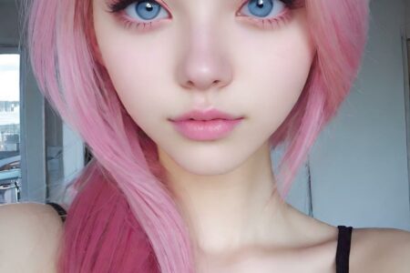 AI girl with pink hair wallpaper