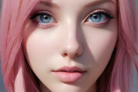 AI girl with pink hair wallpaper