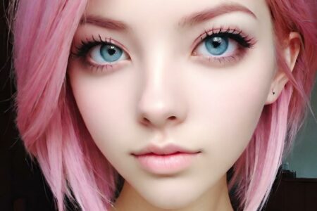 AI girl with pink hair wallpaper