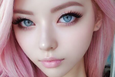 AI girl with pink hair wallpaper