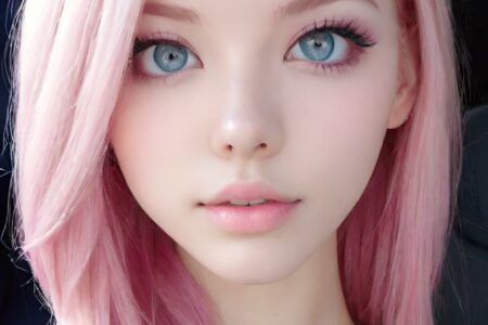 AI girl with pink hair wallpaper