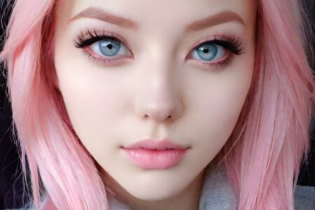 AI girl with pink hair wallpaper