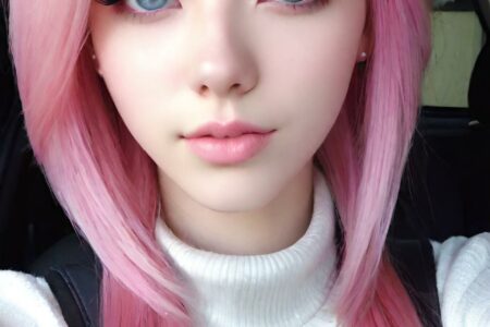 AI girl with pink hair wallpaper